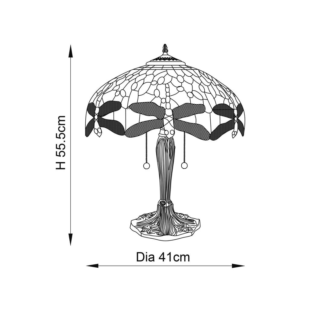 64093 Dragonfly Flame Tiffany Medium Table Lamp
