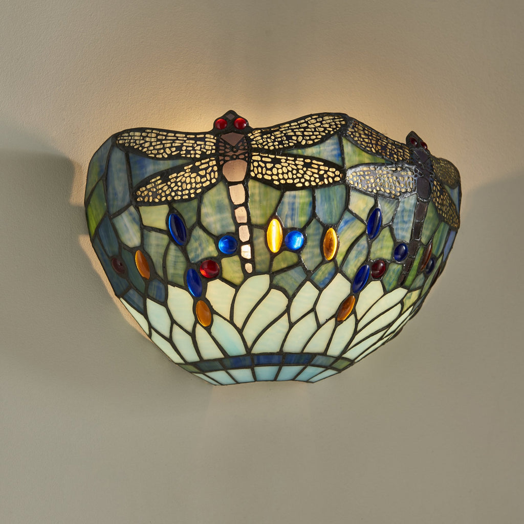 64102 Dragonfly Blue Tiffany Wall Light