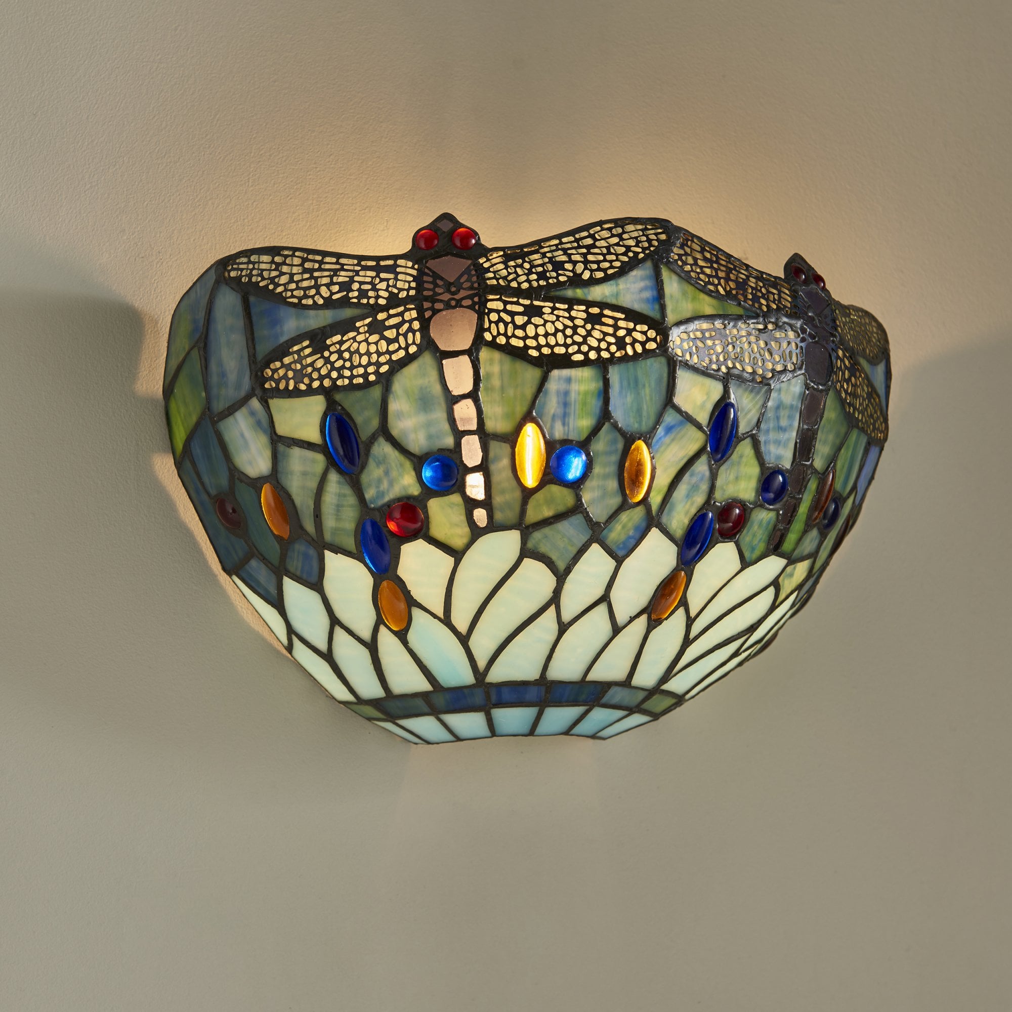 64102 Dragonfly Blue Tiffany Wall Light
