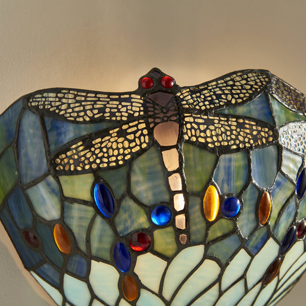 64102 Dragonfly Blue Tiffany Wall Light