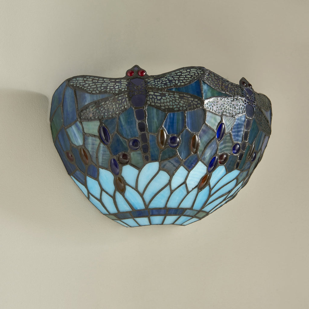 64102 Dragonfly Blue Tiffany Wall Light