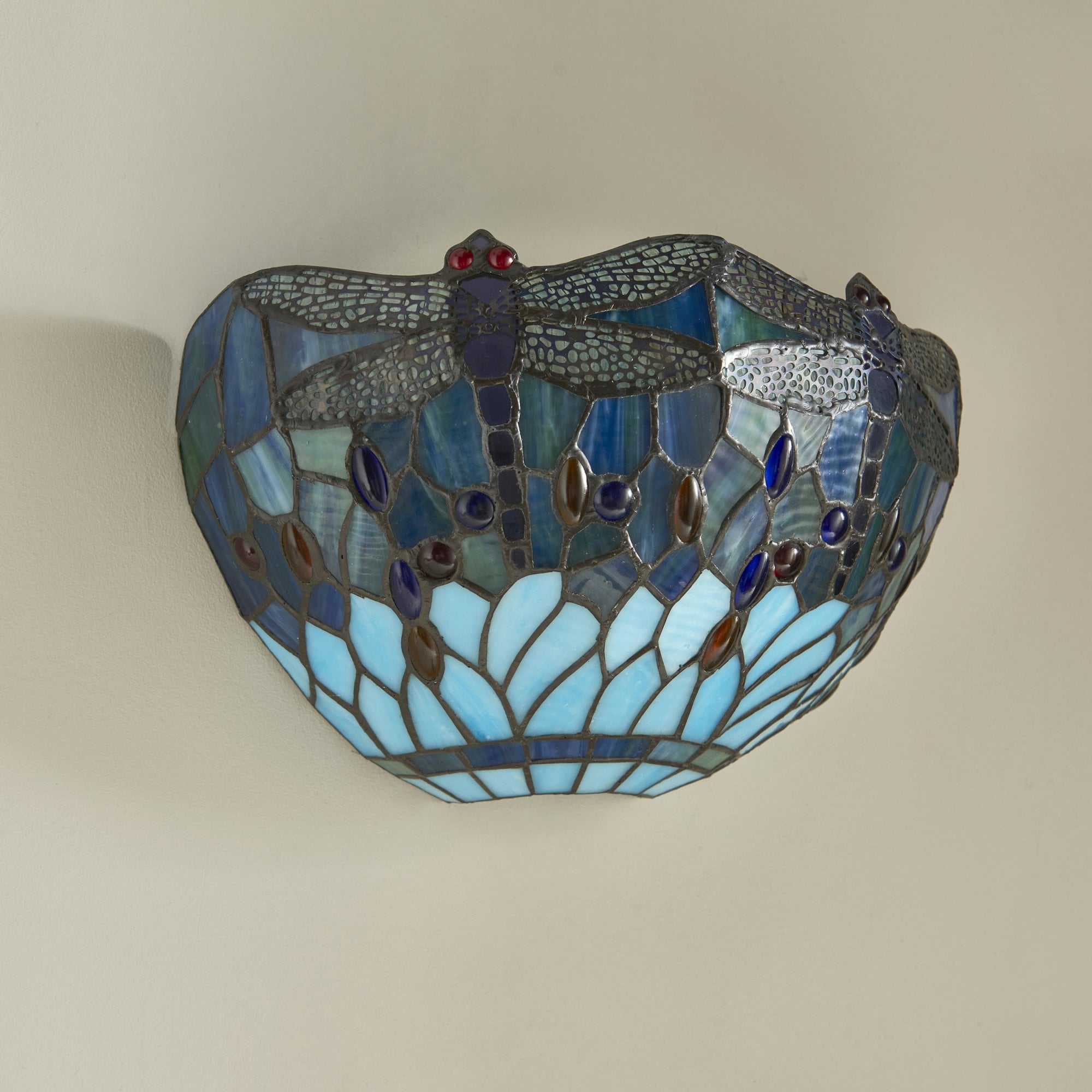 64102 Dragonfly Blue Tiffany Wall Light