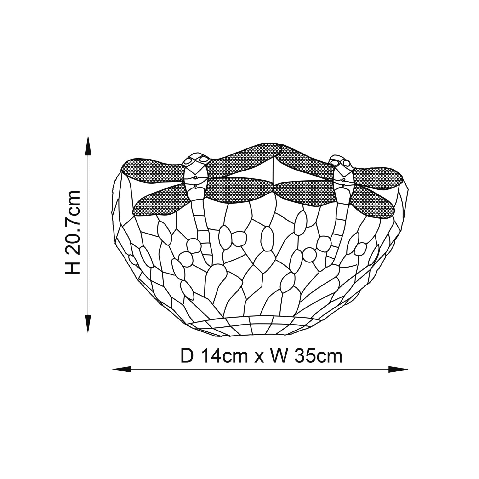64102 Dragonfly Blue Tiffany Wall Light