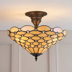 64300 Pearl Tiffany Medium 3 Light Semi Flush