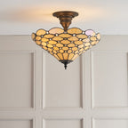 64300 Pearl Tiffany Medium 3 Light Semi Flush