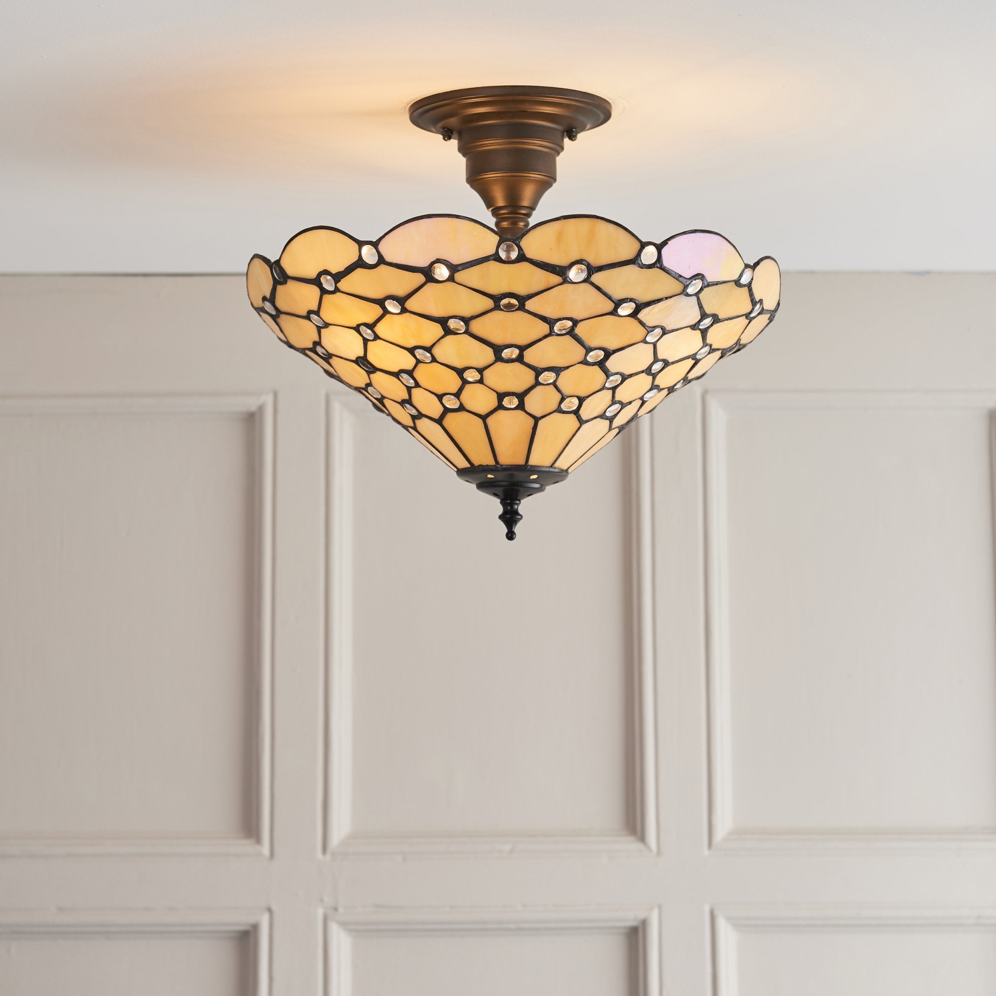 64300 Pearl Tiffany Medium 3 Light Semi Flush