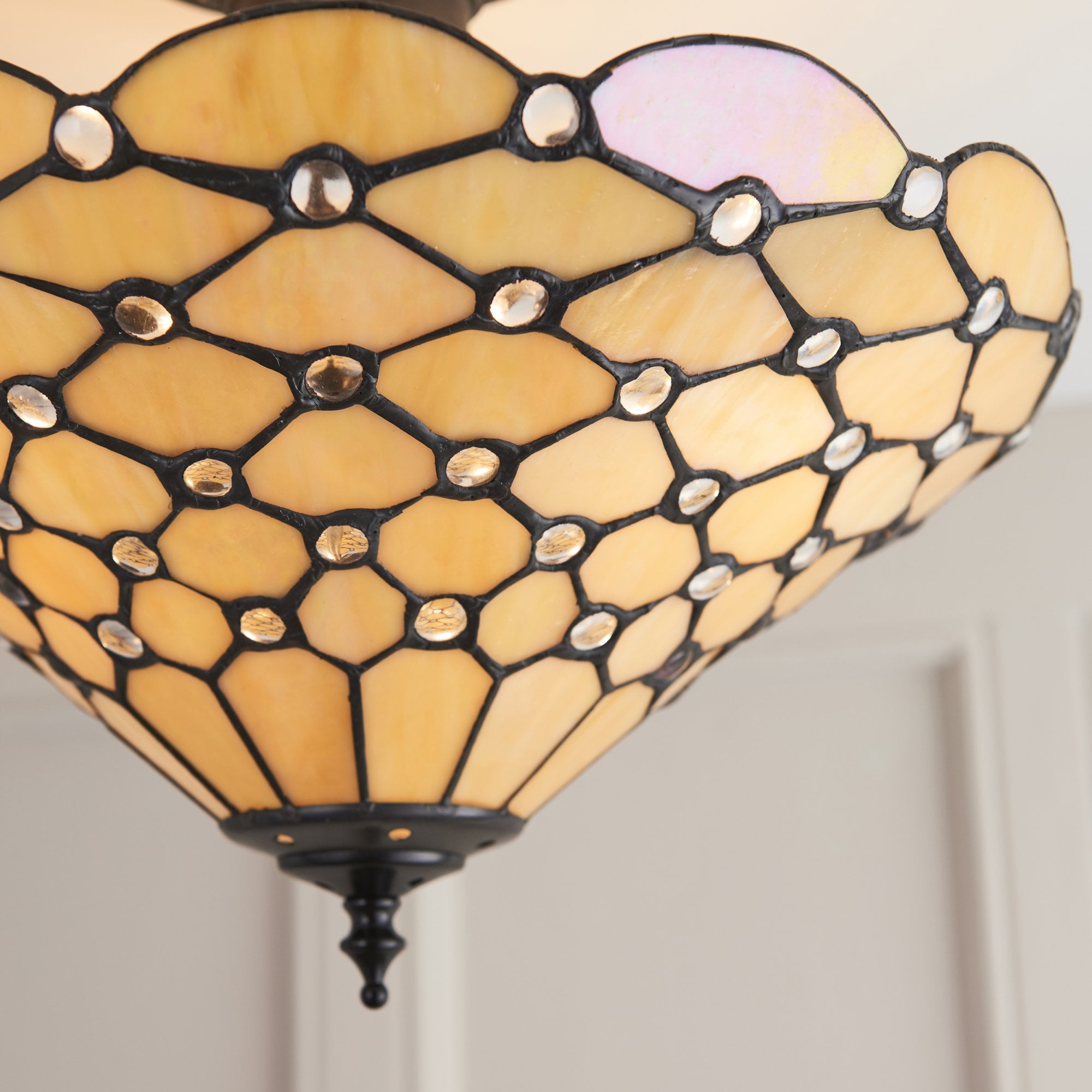 64300 Pearl Tiffany Medium 3 Light Semi Flush