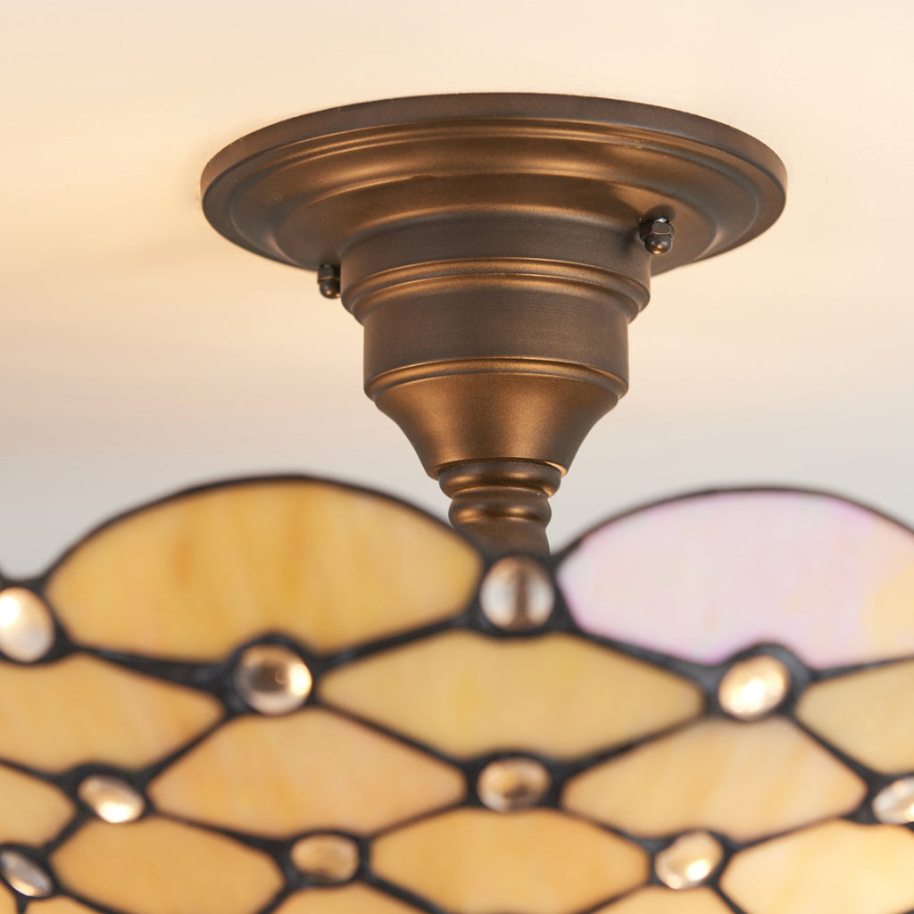 64300 Pearl Tiffany Medium 3 Light Semi Flush