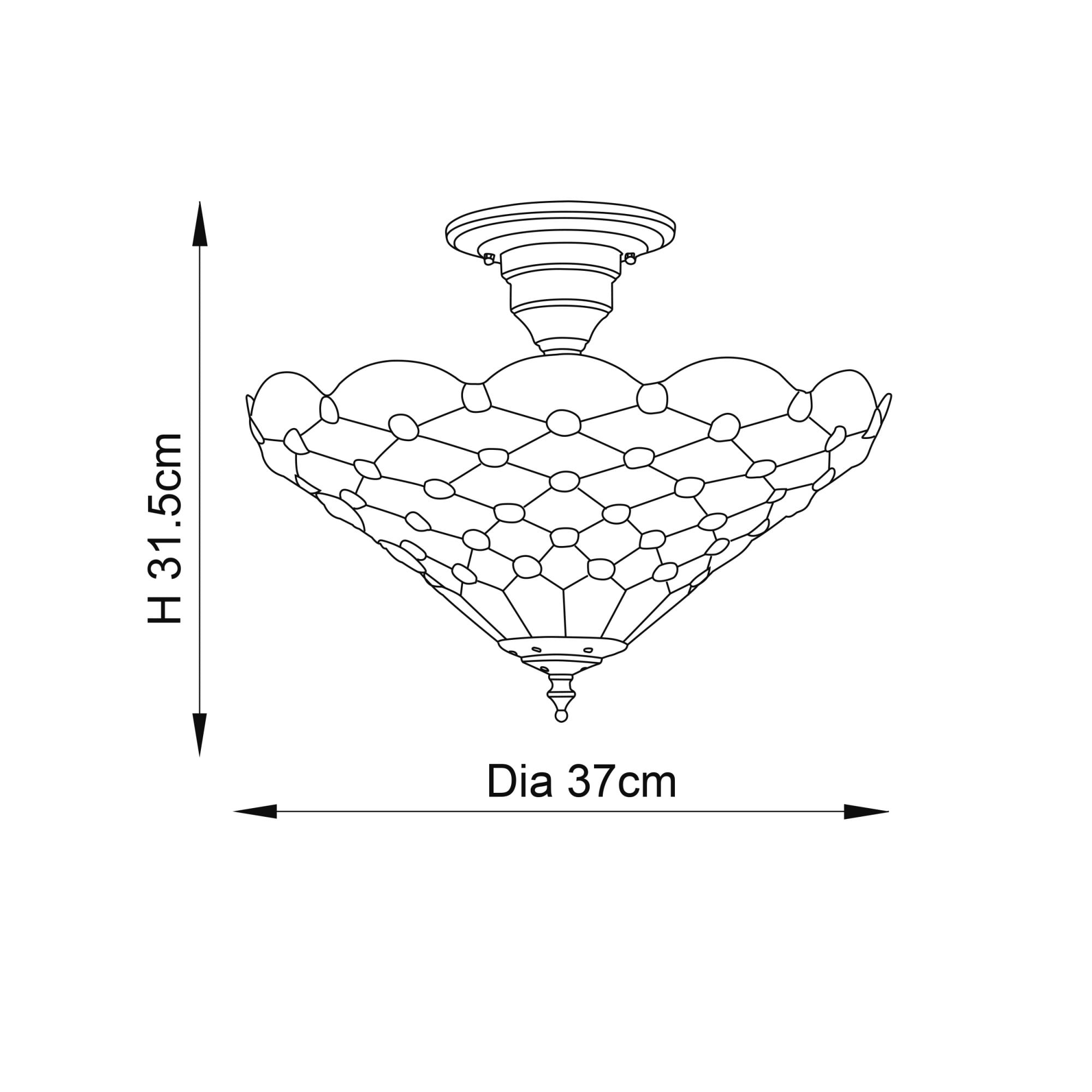 64300 Pearl Tiffany Medium 3 Light Semi Flush