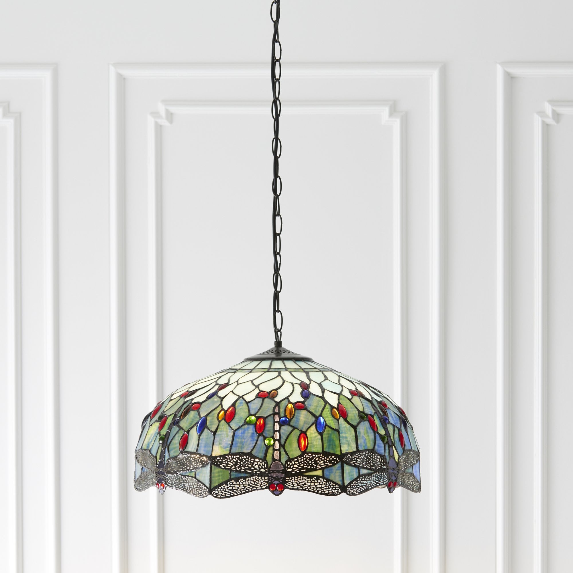 66148 Dragonfly Blue Tiffany Large 3 Light Pendant