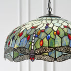 66148 Dragonfly Blue Tiffany Large 3 Light Pendant