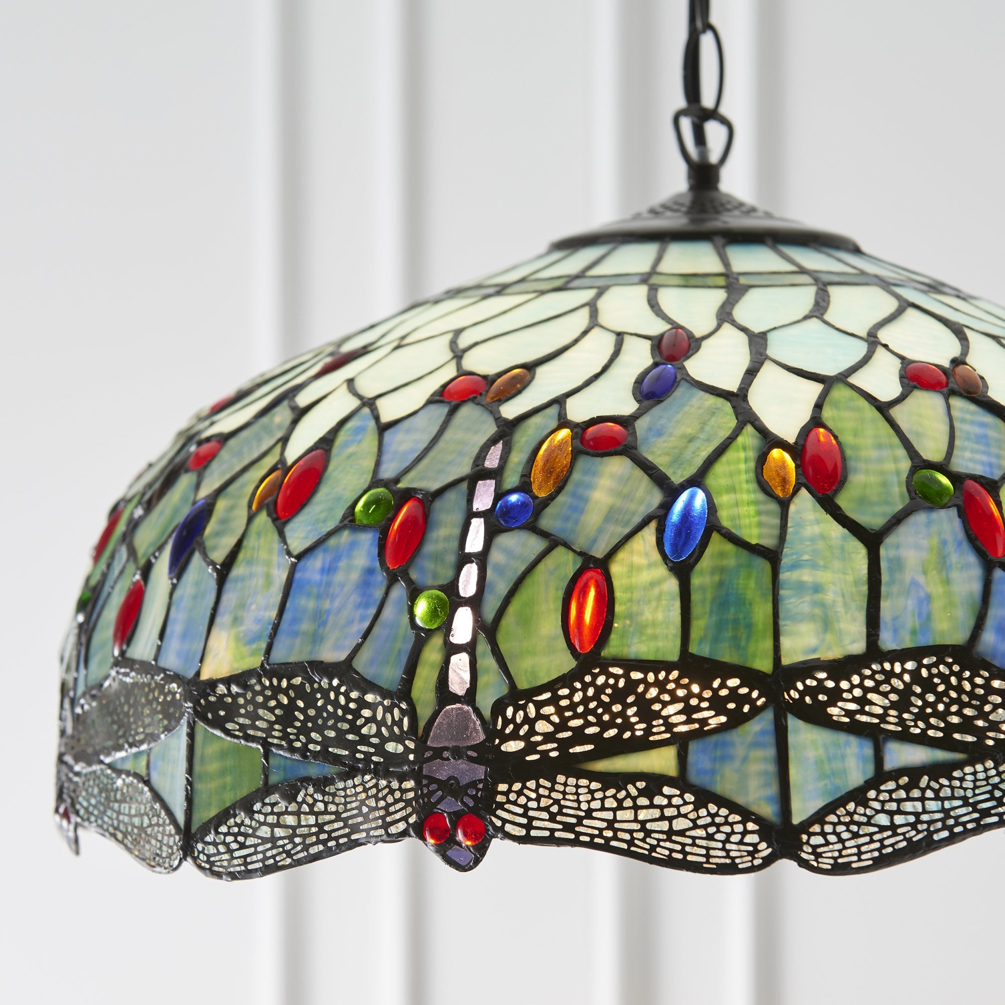 66148 Dragonfly Blue Tiffany Large 3 Light Pendant