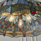 66148 Dragonfly Blue Tiffany Large 3 Light Pendant