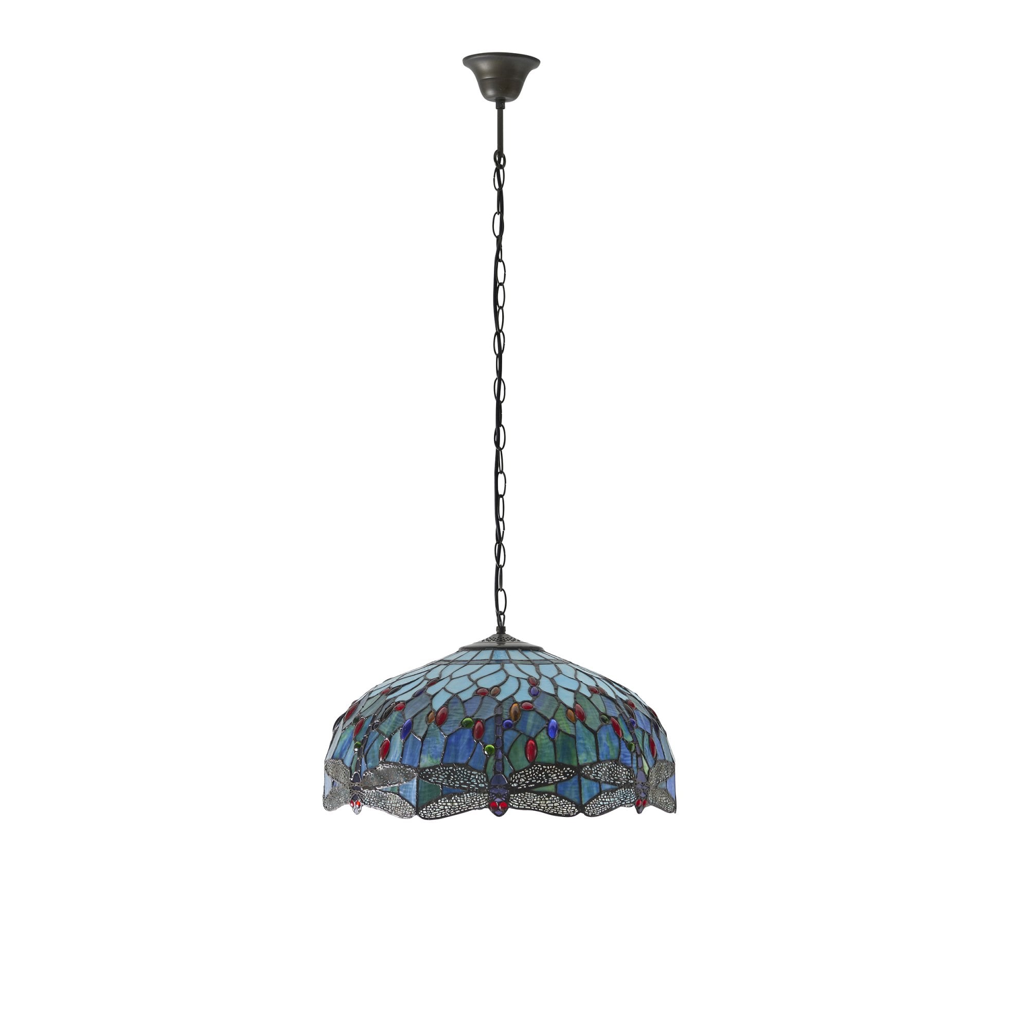 66148 Dragonfly Blue Tiffany Large 3 Light Pendant