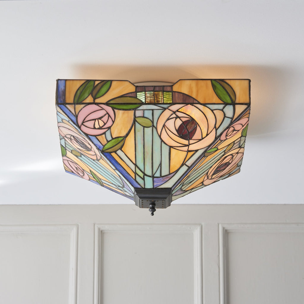 70698 Willow Tiffany Large 2 Light Flush