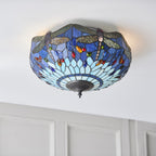 70722 Dragonfly Blue Tiffany Medium 2 Light Flush