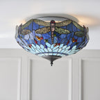 70722 Dragonfly Blue Tiffany Medium 2 Light Flush