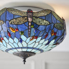 70722 Dragonfly Blue Tiffany Medium 2 Light Flush