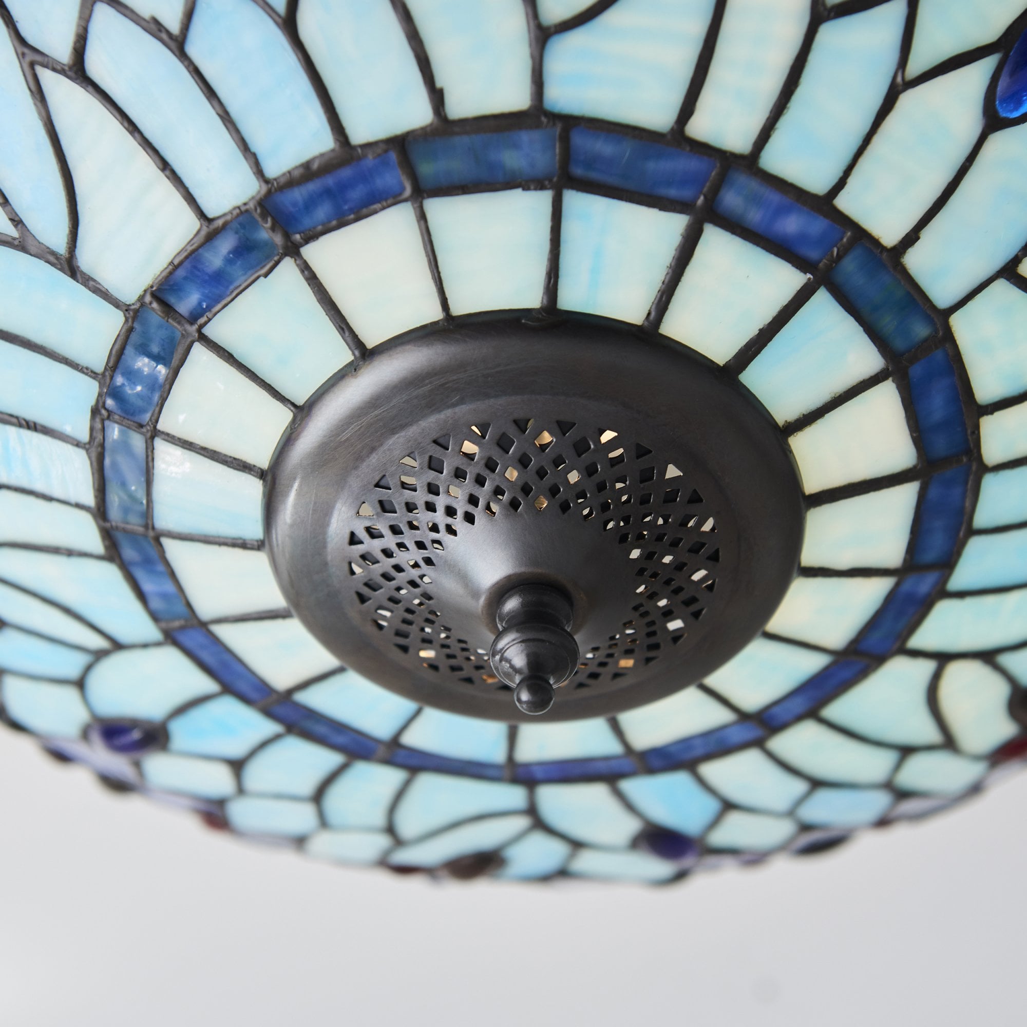 70722 Dragonfly Blue Tiffany Medium 2 Light Flush