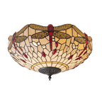 70723 Dragonfly Beige Tiffany Medium 2 Light Flush