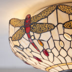 70723 Dragonfly Beige Tiffany Medium 2 Light Flush