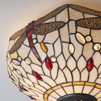 70723 Dragonfly Beige Tiffany Medium 2 Light Flush