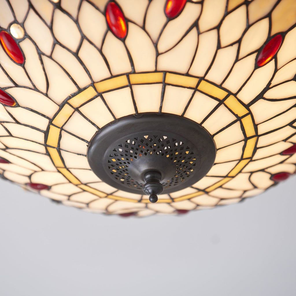 70723 Dragonfly Beige Tiffany Medium 2 Light Flush