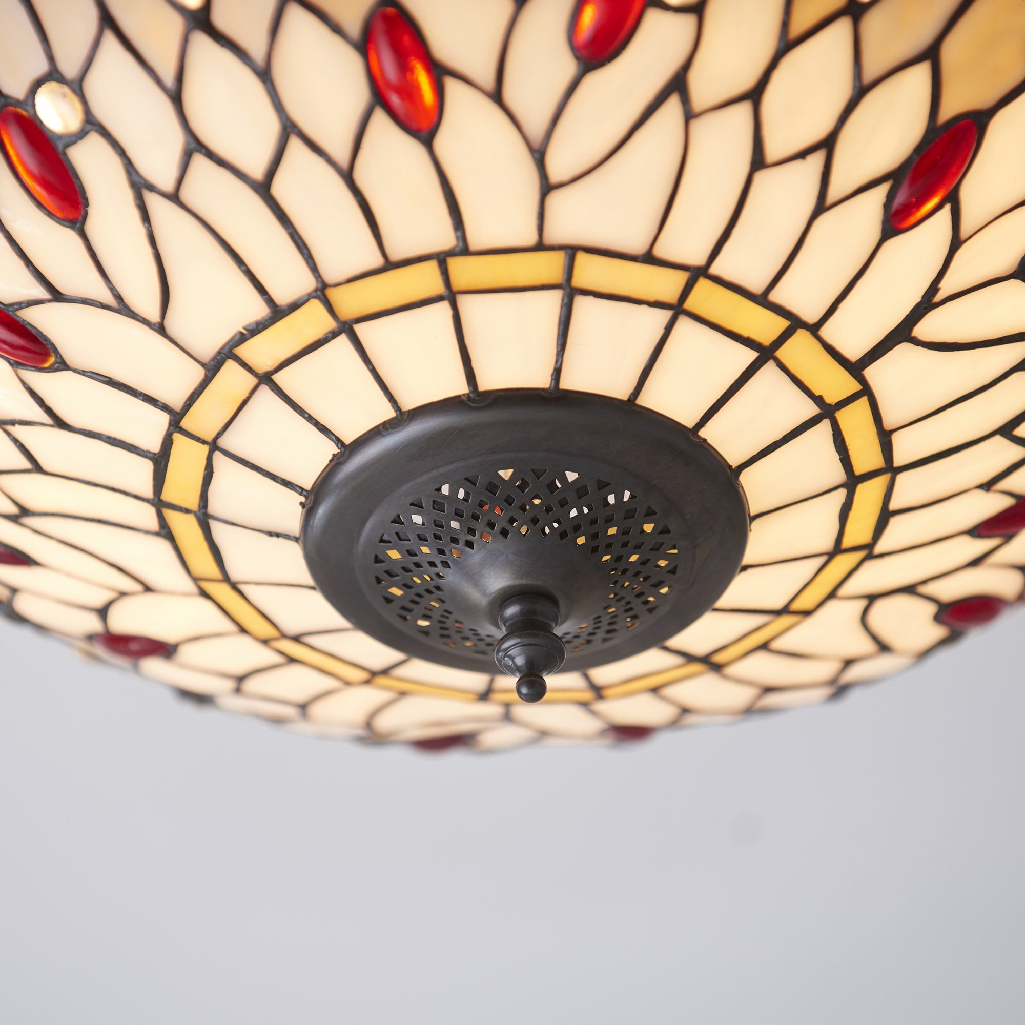 70723 Dragonfly Beige Tiffany Medium 2 Light Flush