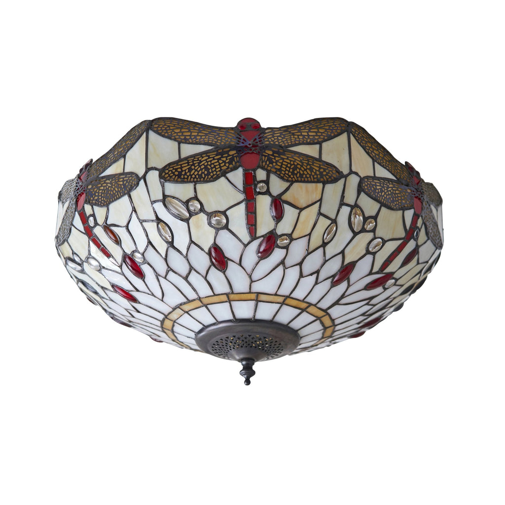 70723 Dragonfly Beige Tiffany Medium 2 Light Flush