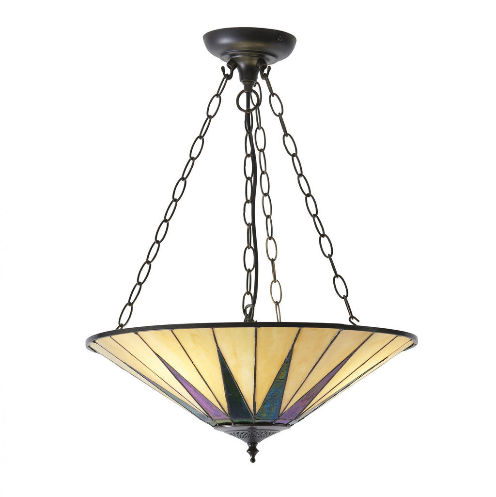 70754 Dark Star Tiffany Large Inverted 3 Light Pendant