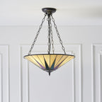 70754 Dark Star Tiffany Large Inverted 3 Light Pendant