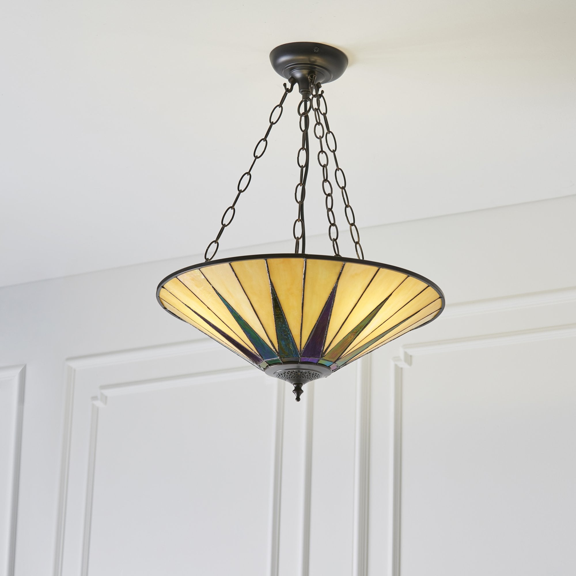 70754 Dark Star Tiffany Large Inverted 3 Light Pendant