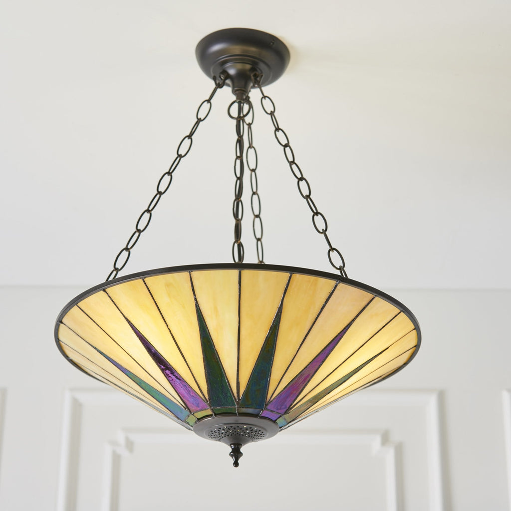 70754 Dark Star Tiffany Large Inverted 3 Light Pendant