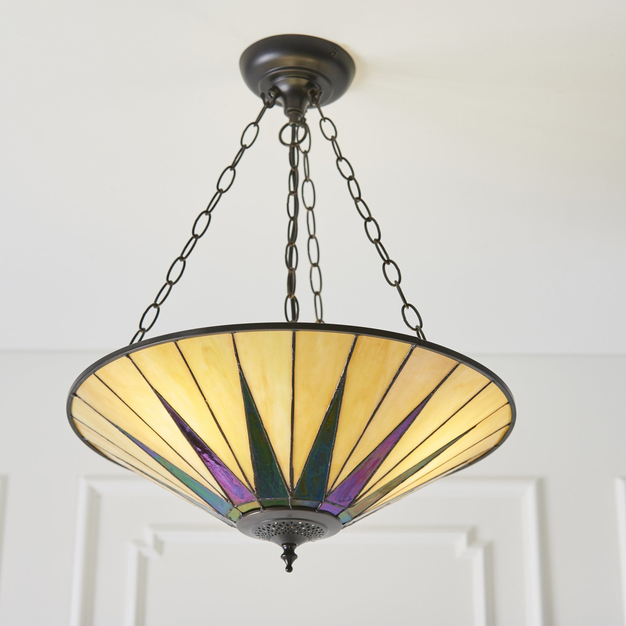 70754 Dark Star Tiffany Large Inverted 3 Light Pendant