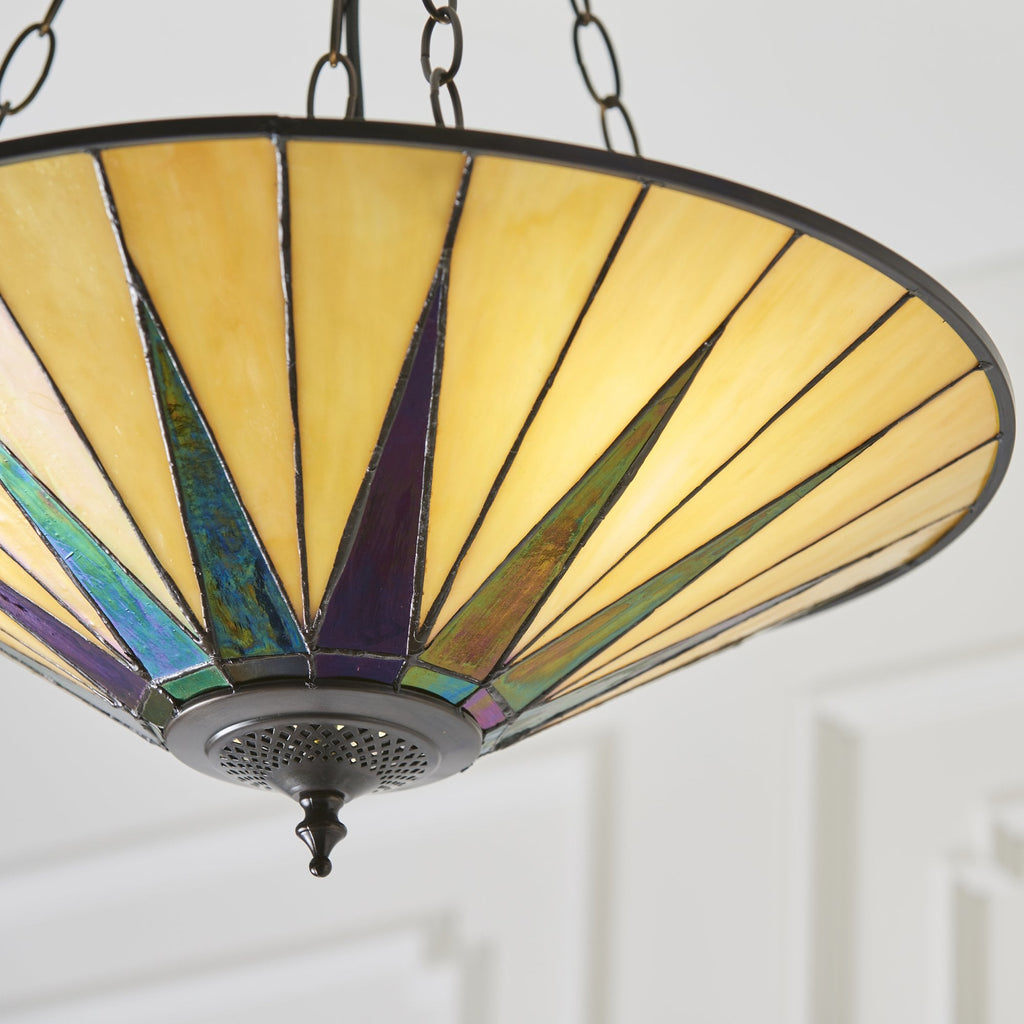 70754 Dark Star Tiffany Large Inverted 3 Light Pendant
