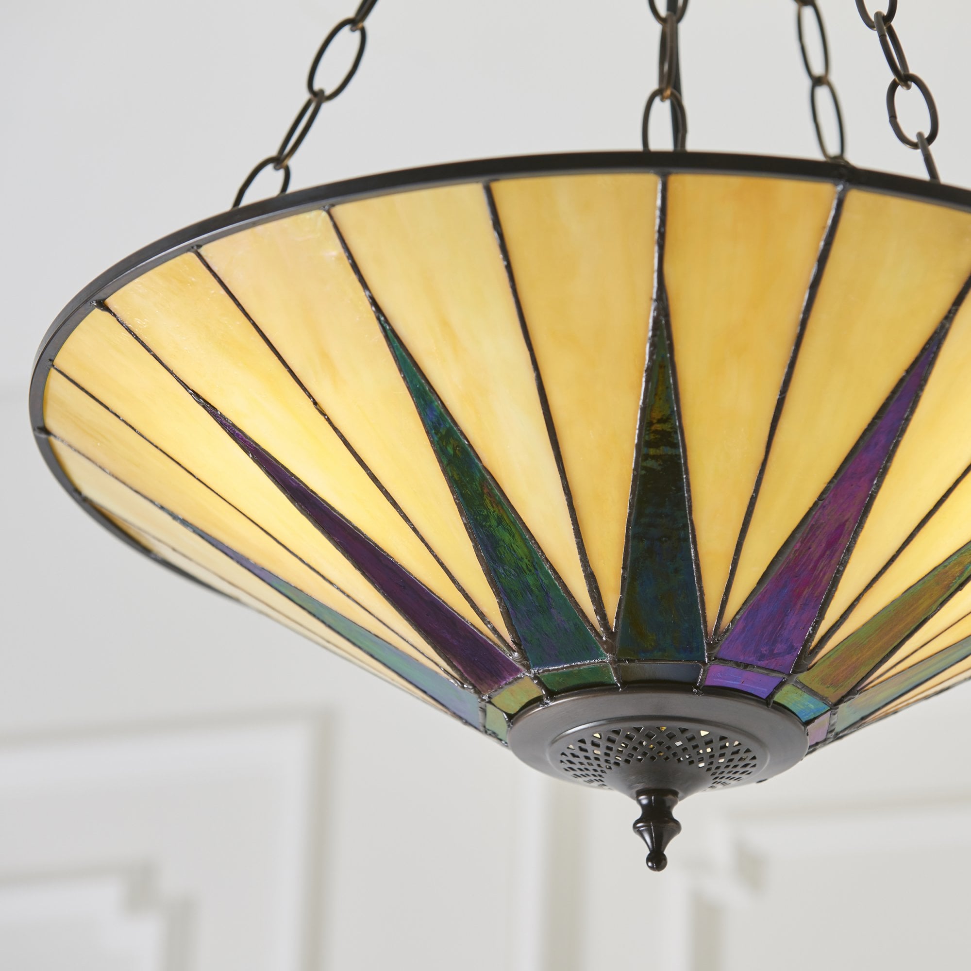 70754 Dark Star Tiffany Large Inverted 3 Light Pendant