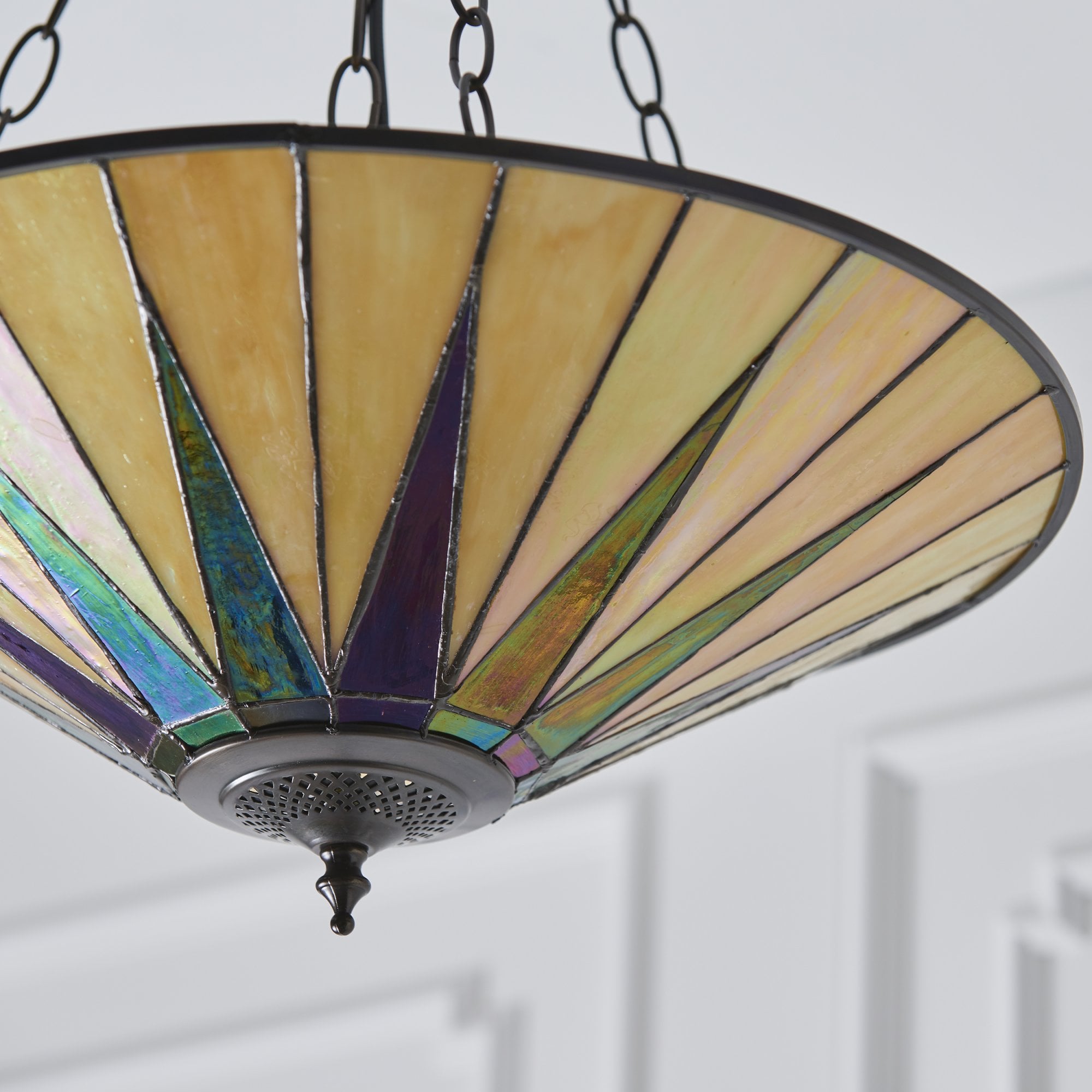 70754 Dark Star Tiffany Large Inverted 3 Light Pendant