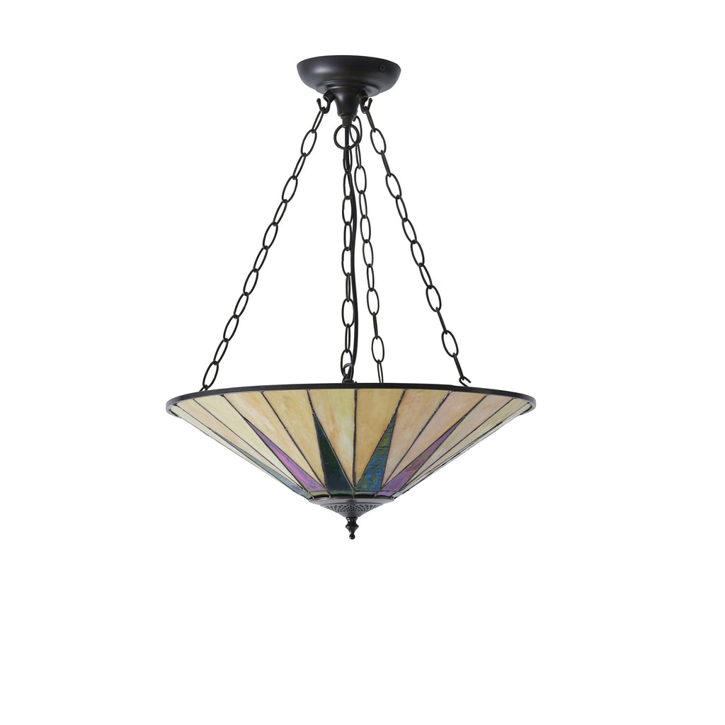 70754 Dark Star Tiffany Large Inverted 3 Light Pendant