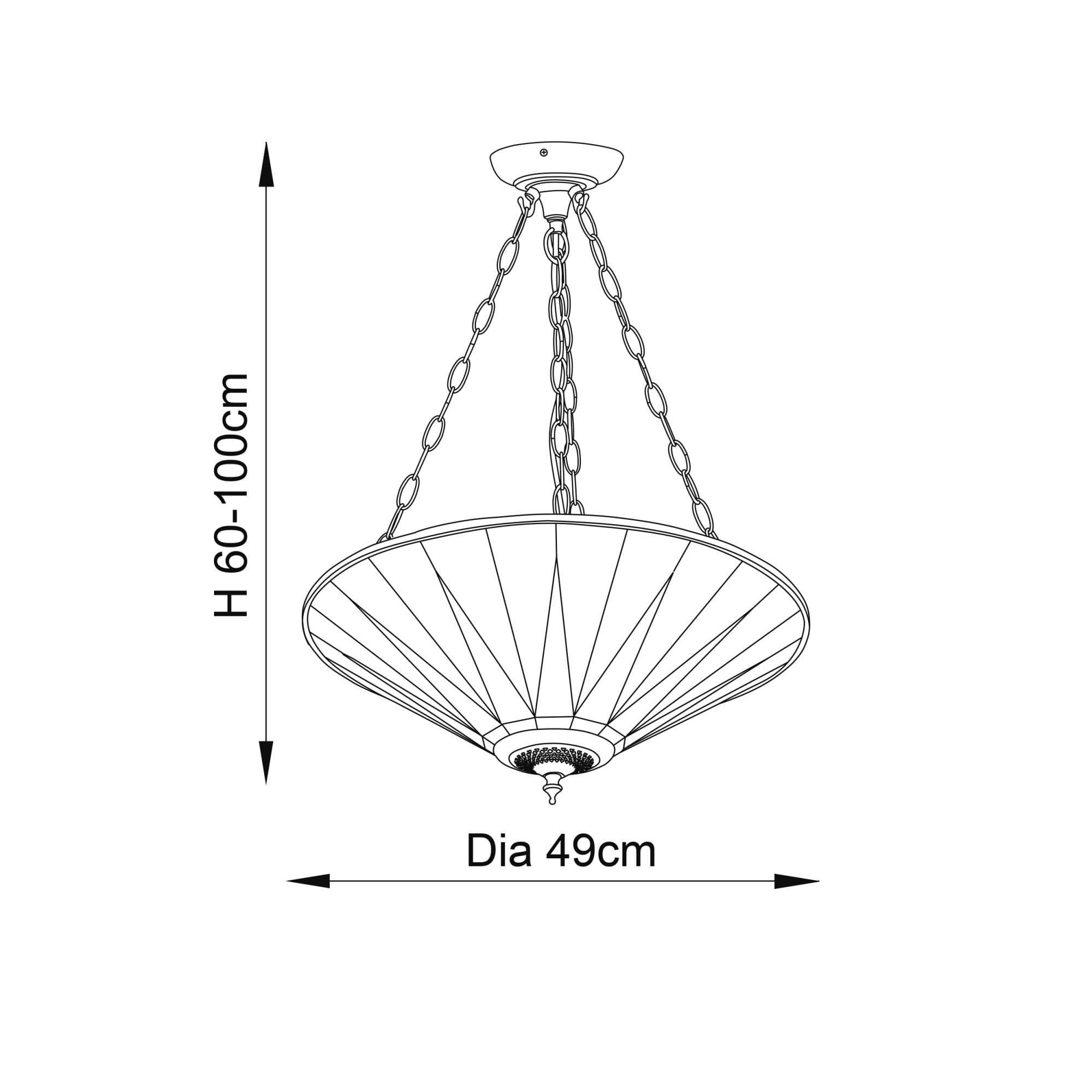 70754 Dark Star Tiffany Large Inverted 3 Light Pendant