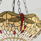 70759 Dragonfly Beige Tiffany Medium Inverted 3 Light Pendant