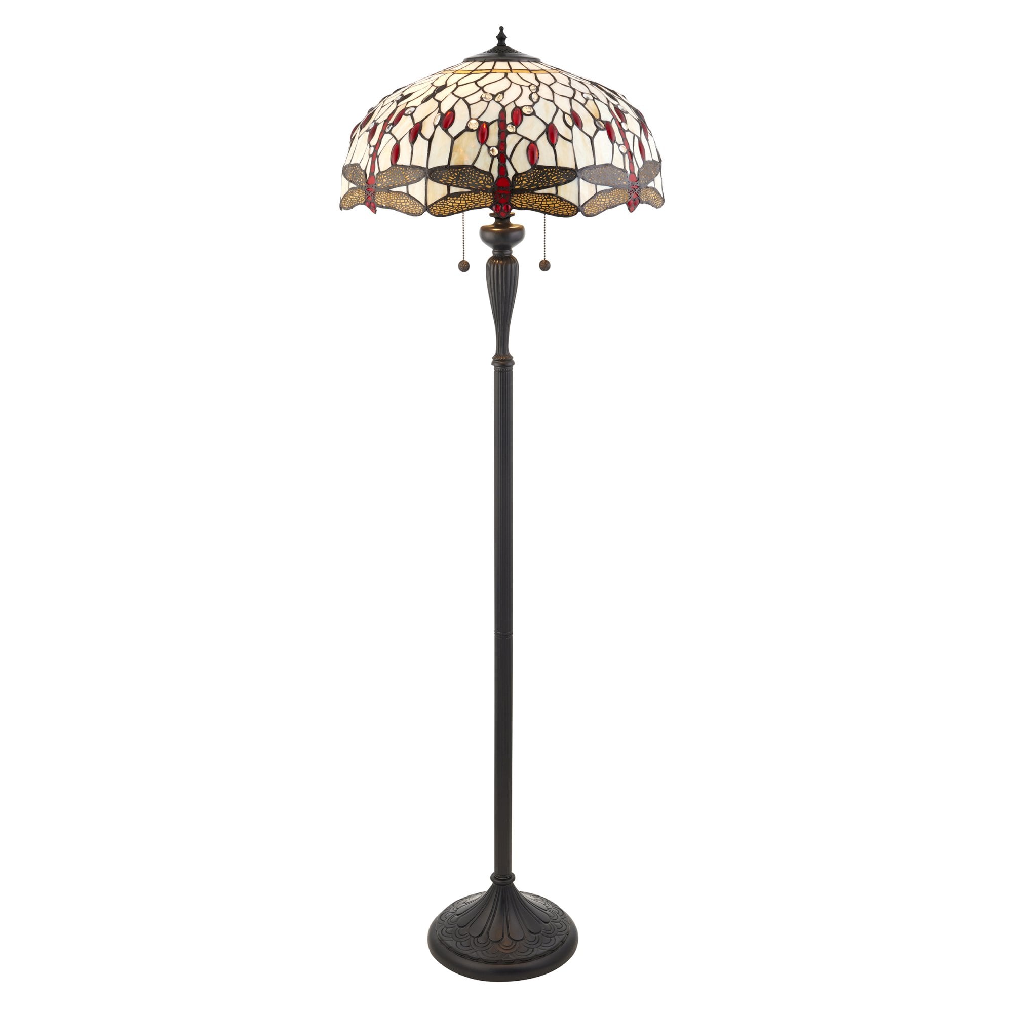 70940 Dragonfly Beige Tiffany Floor Lamp
