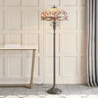 70940 Dragonfly Beige Tiffany Floor Lamp