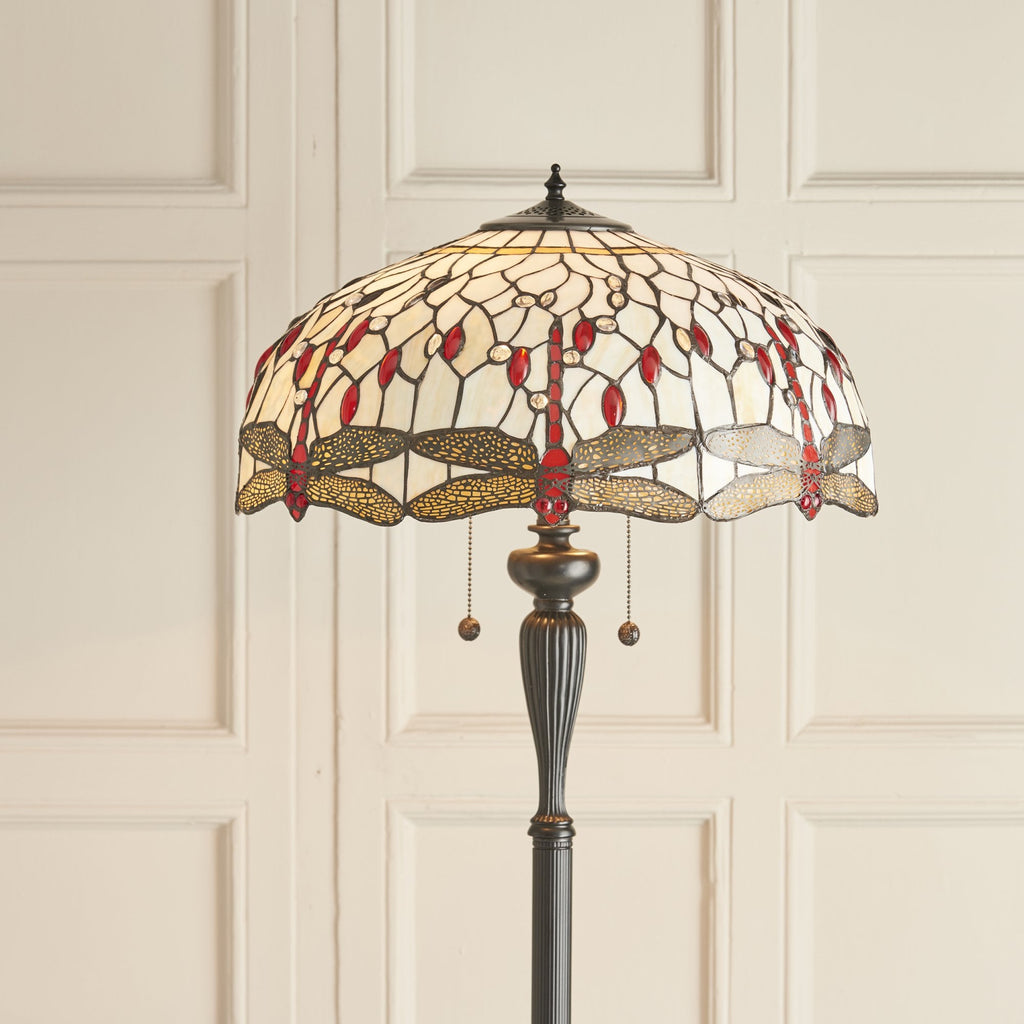 70940 Dragonfly Beige Tiffany Floor Lamp