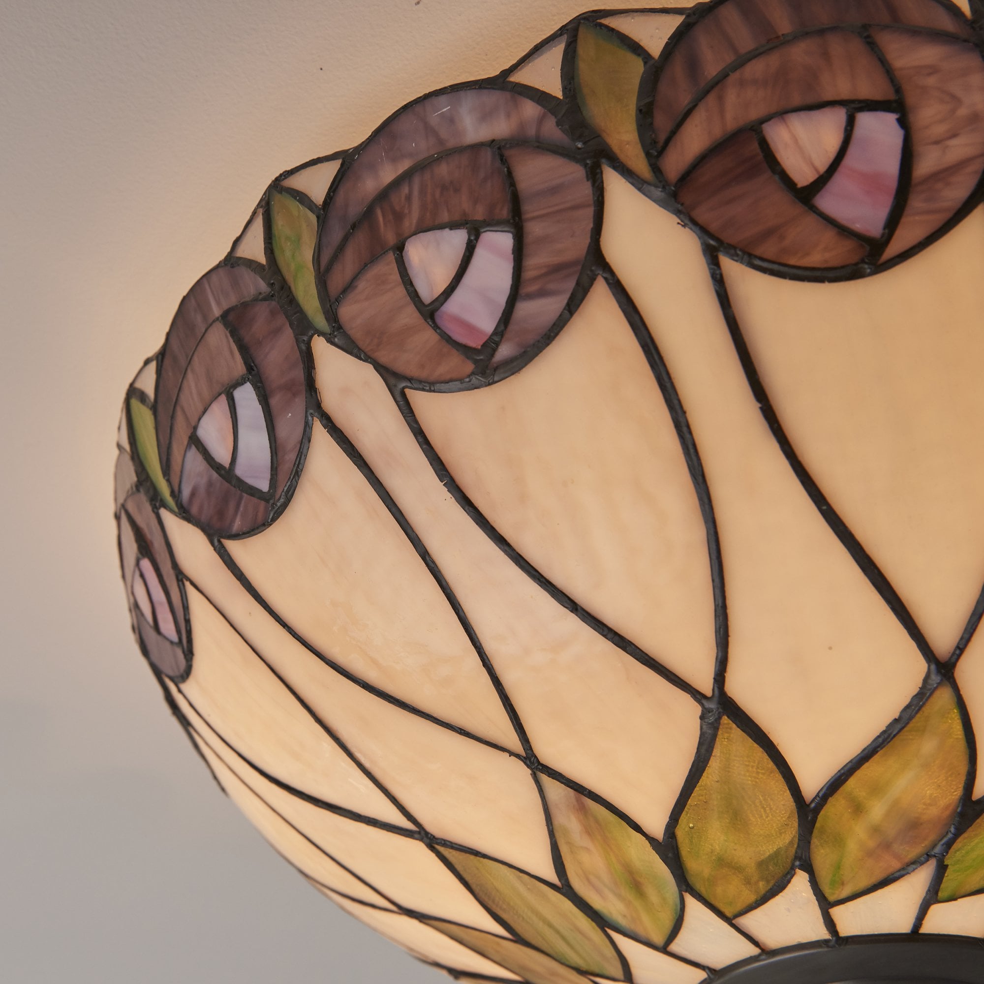 64173 Hutchinson Large 2 Light Flush Tiffany Style Glass Bronze