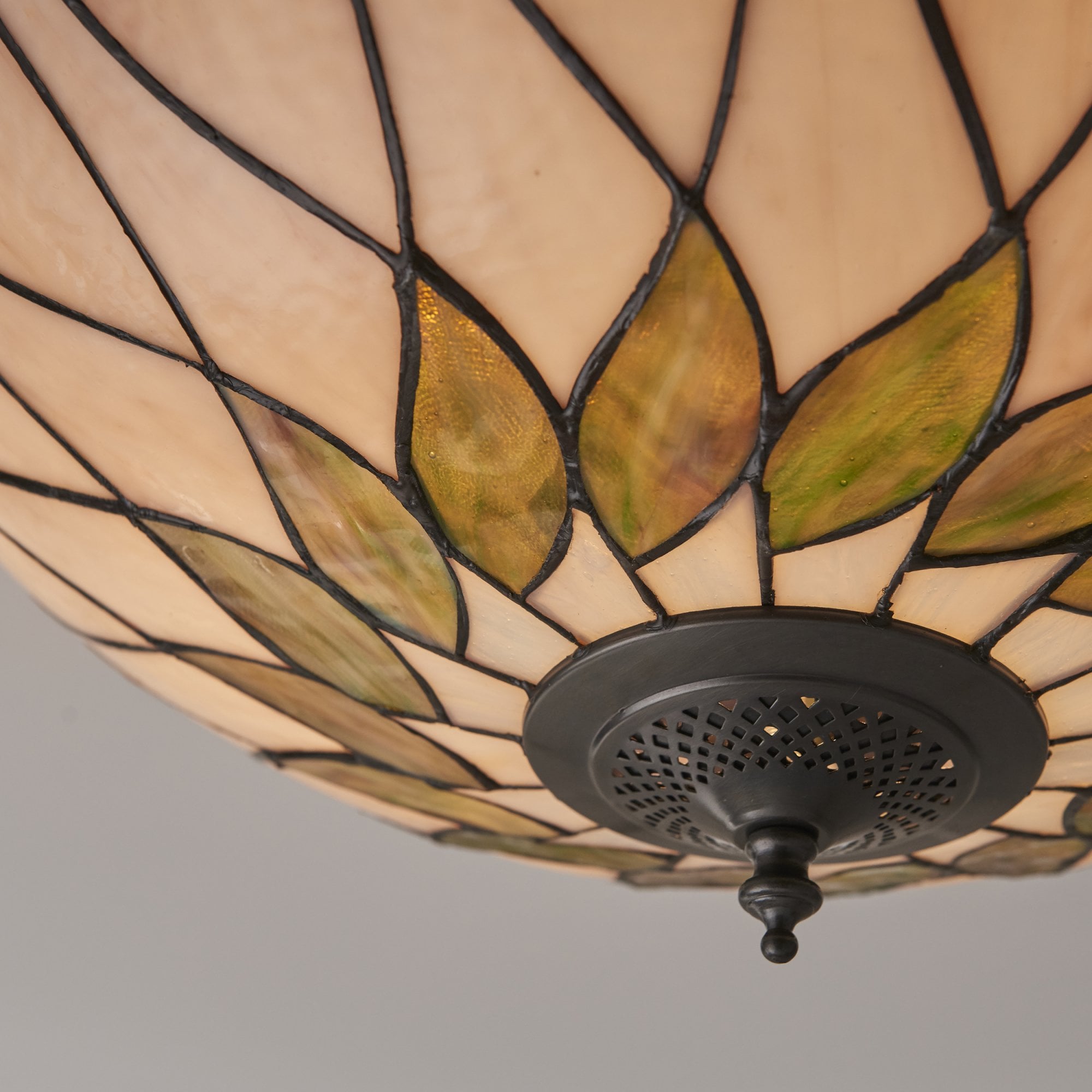 64173 Hutchinson Large 2 Light Flush Tiffany Style Glass Bronze