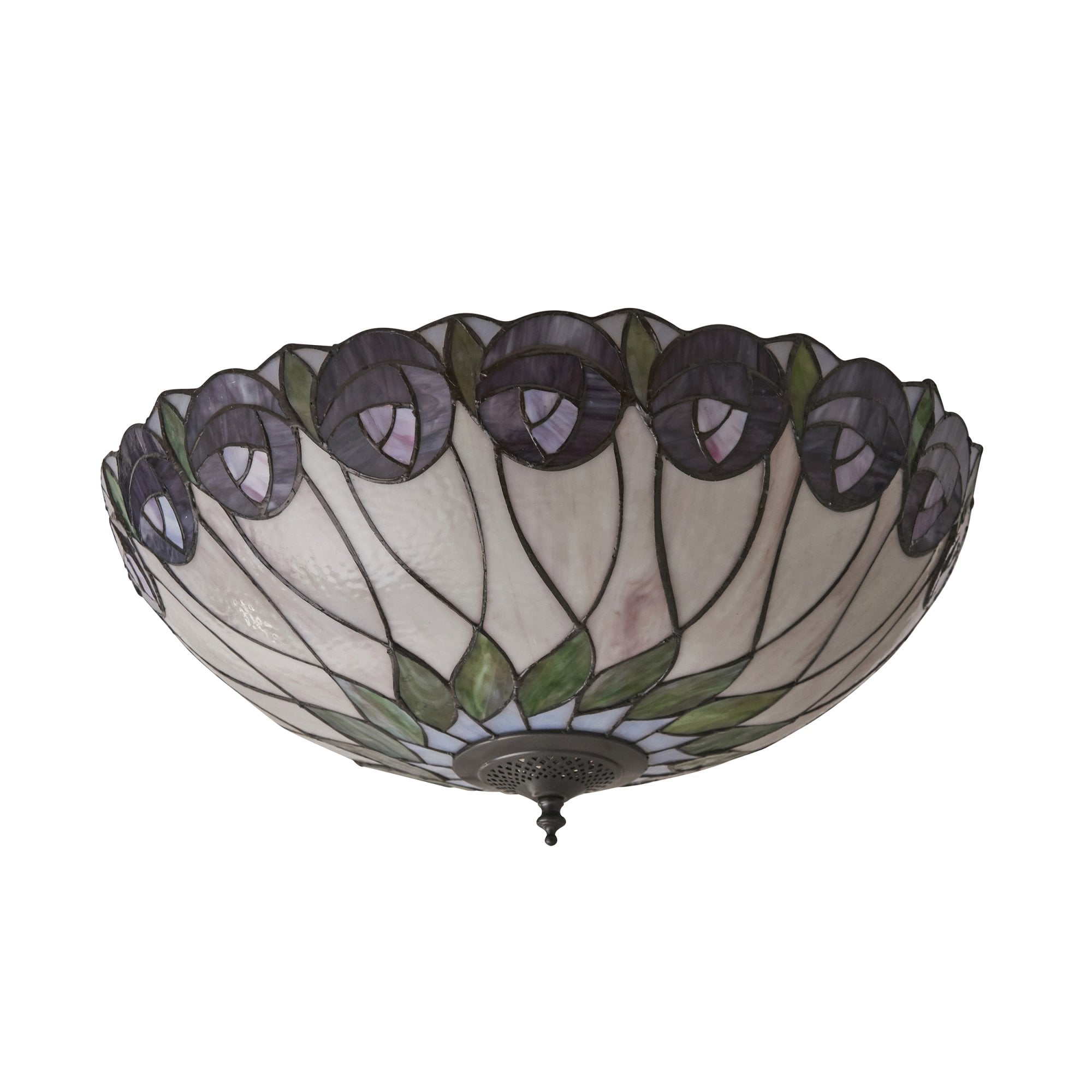 64173 Hutchinson Large 2 Light Flush Tiffany Style Glass Bronze