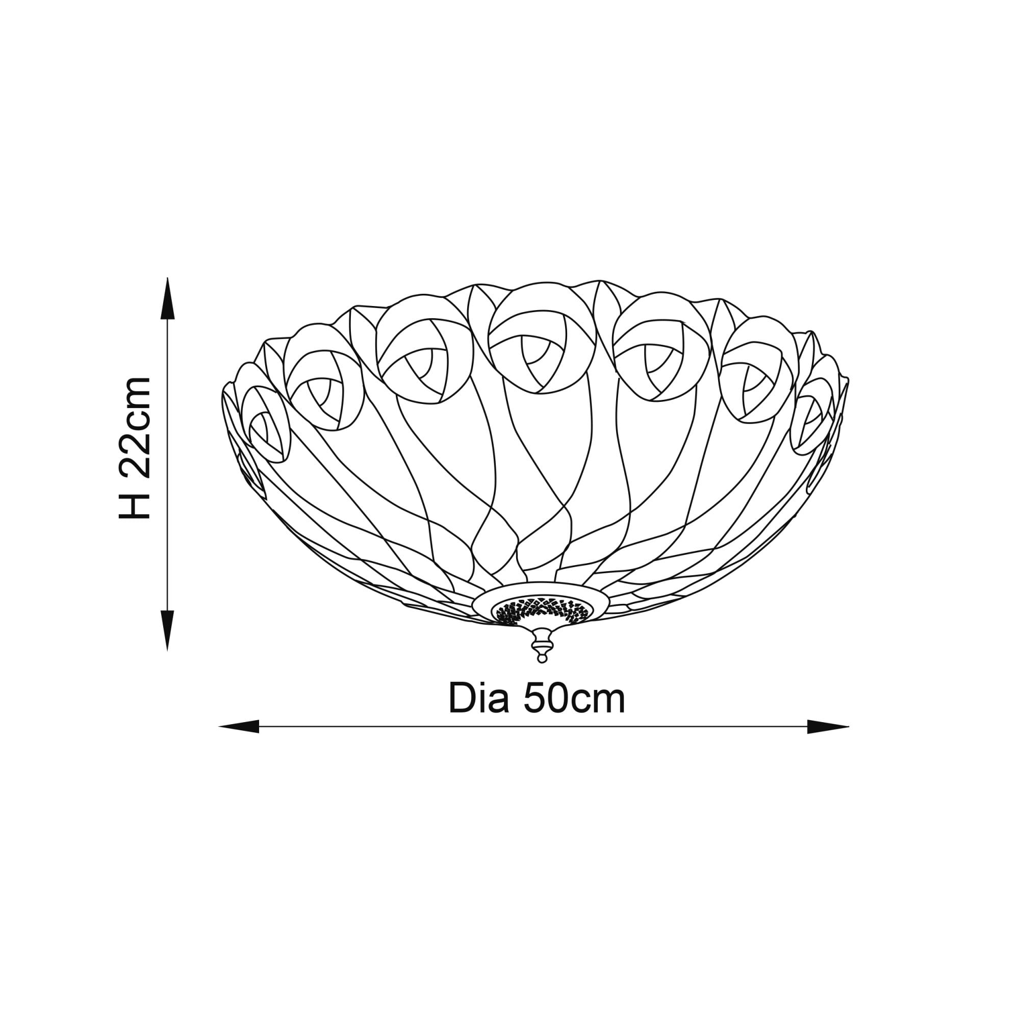64173 Hutchinson Large 2 Light Flush Tiffany Style Glass Bronze