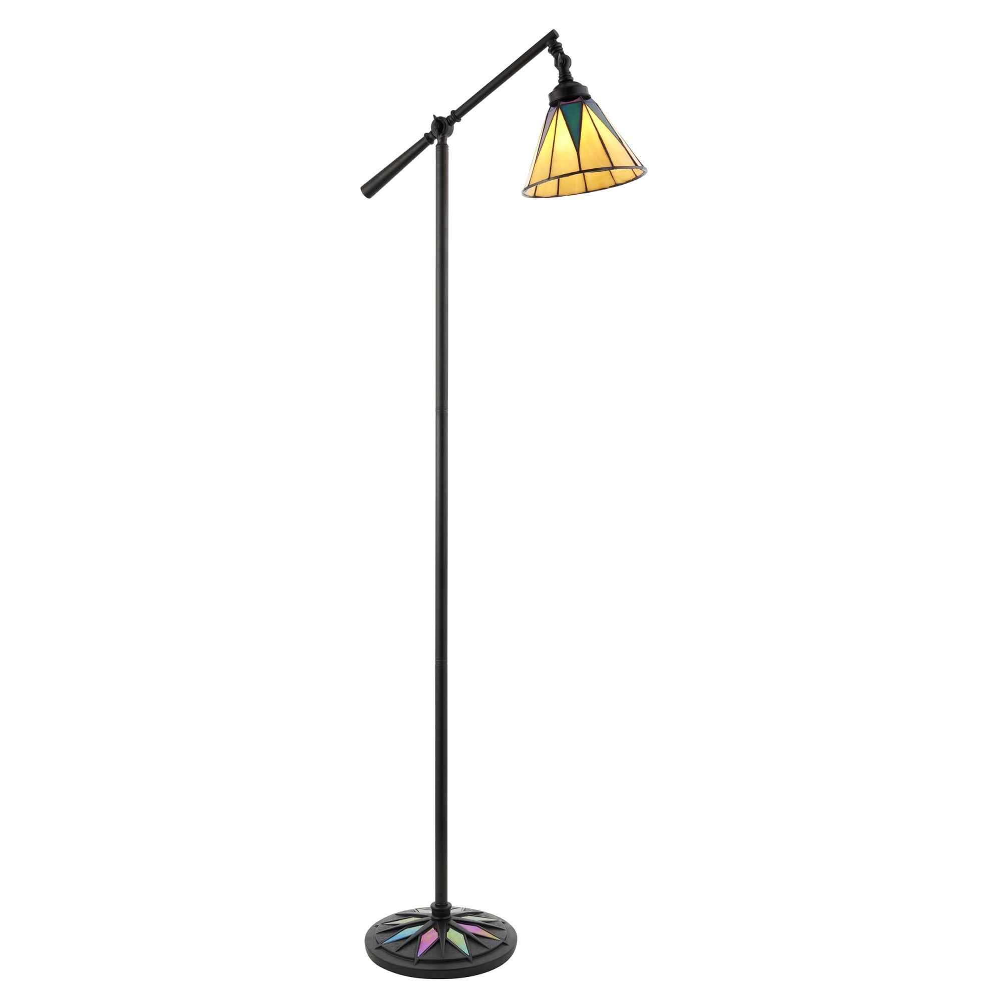 74355 Dark Star Task Floor Lamp Satin Black Tiffany Style Glass