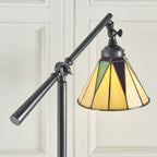 74355 Dark Star Task Floor Lamp Satin Black Tiffany Style Glass