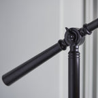 74355 Dark Star Task Floor Lamp Satin Black Tiffany Style Glass